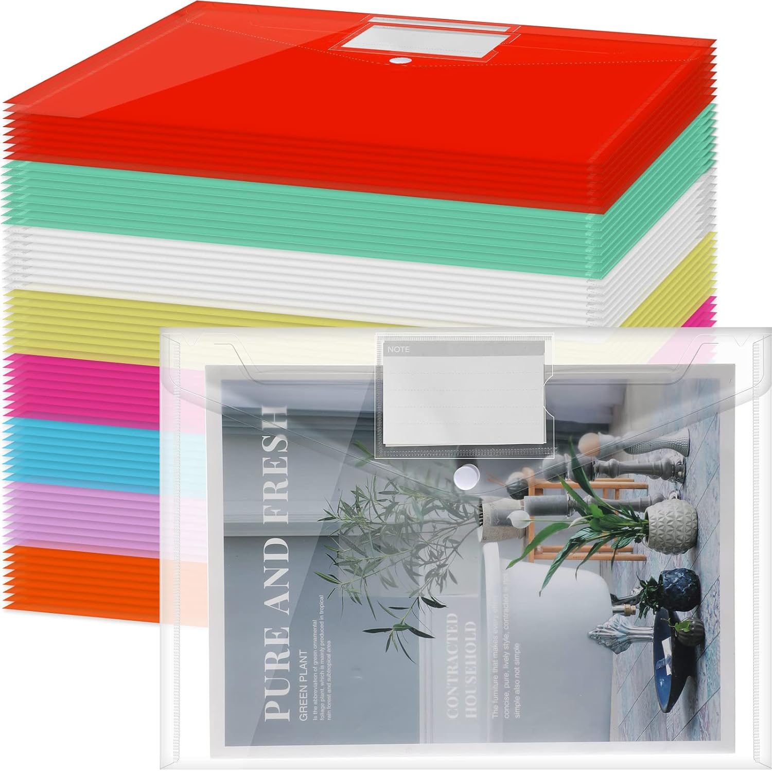 Zhehao 100 Pcs Clear Envelopes for A4 Document Organization