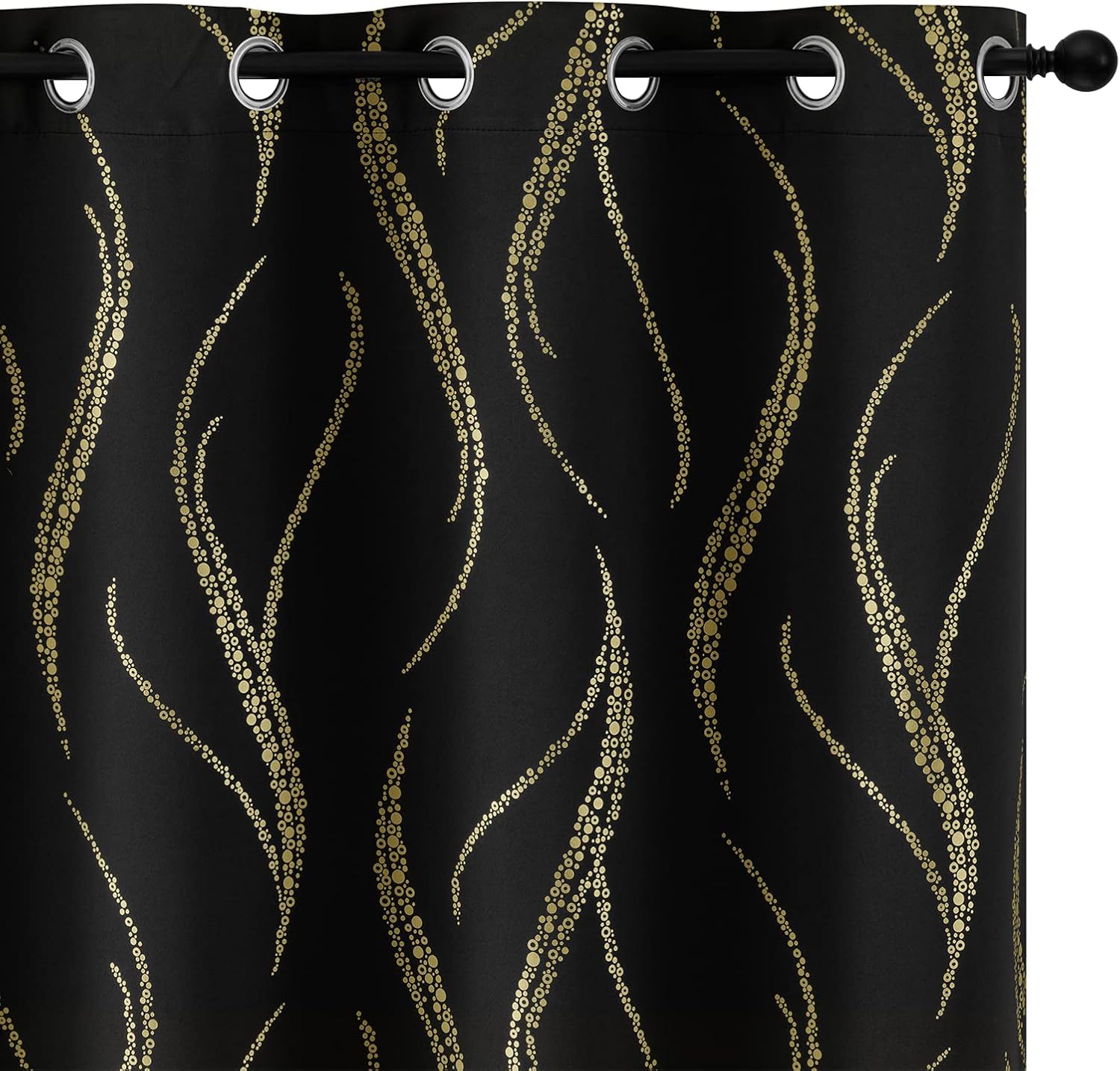 Yakamok Blackout Curtains for Livingroom - Stylish Wave Line Design