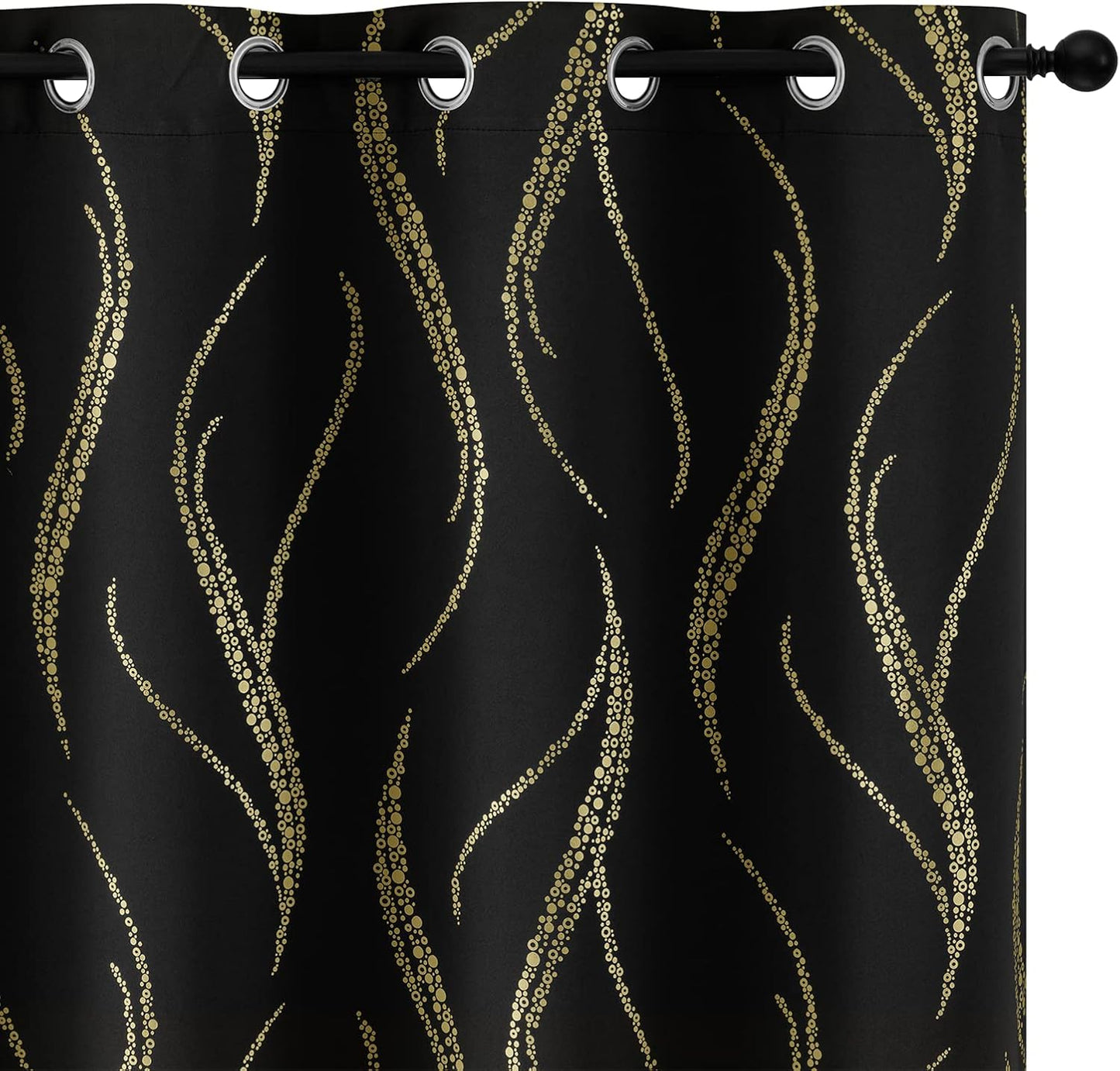 Yakamok Blackout Curtains for Livingroom - Stylish Wave Line Design