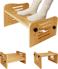Myplace Bamboo Adjustable Under Desk Footrest - Ergonomic 7-Level