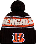 NFL Official Sideline Team Logo Sherpa Striped Pom Beanie
