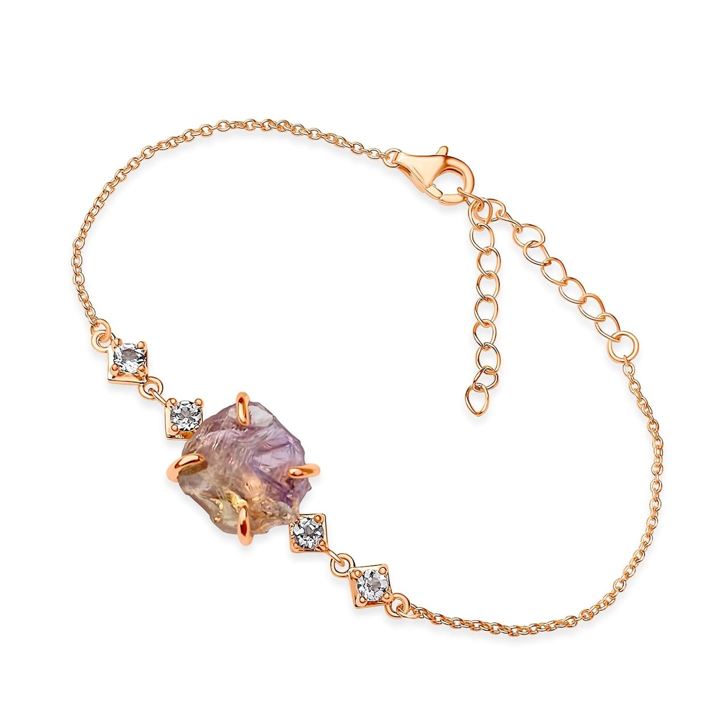 Raw Crystal Chain Bracelet Birthstone Gift for Her Special Occasions
