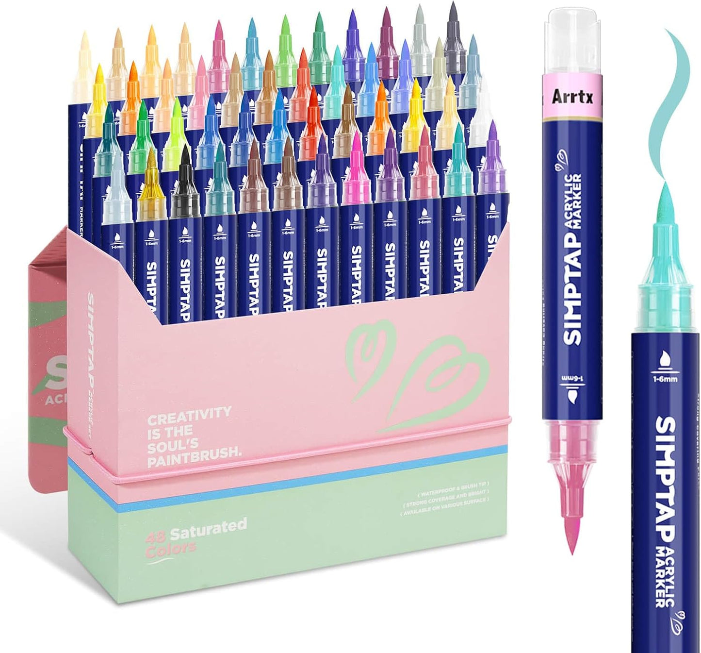 Arrtx Top Valve Action Marker Pen Set with 48 Vibrant Colors