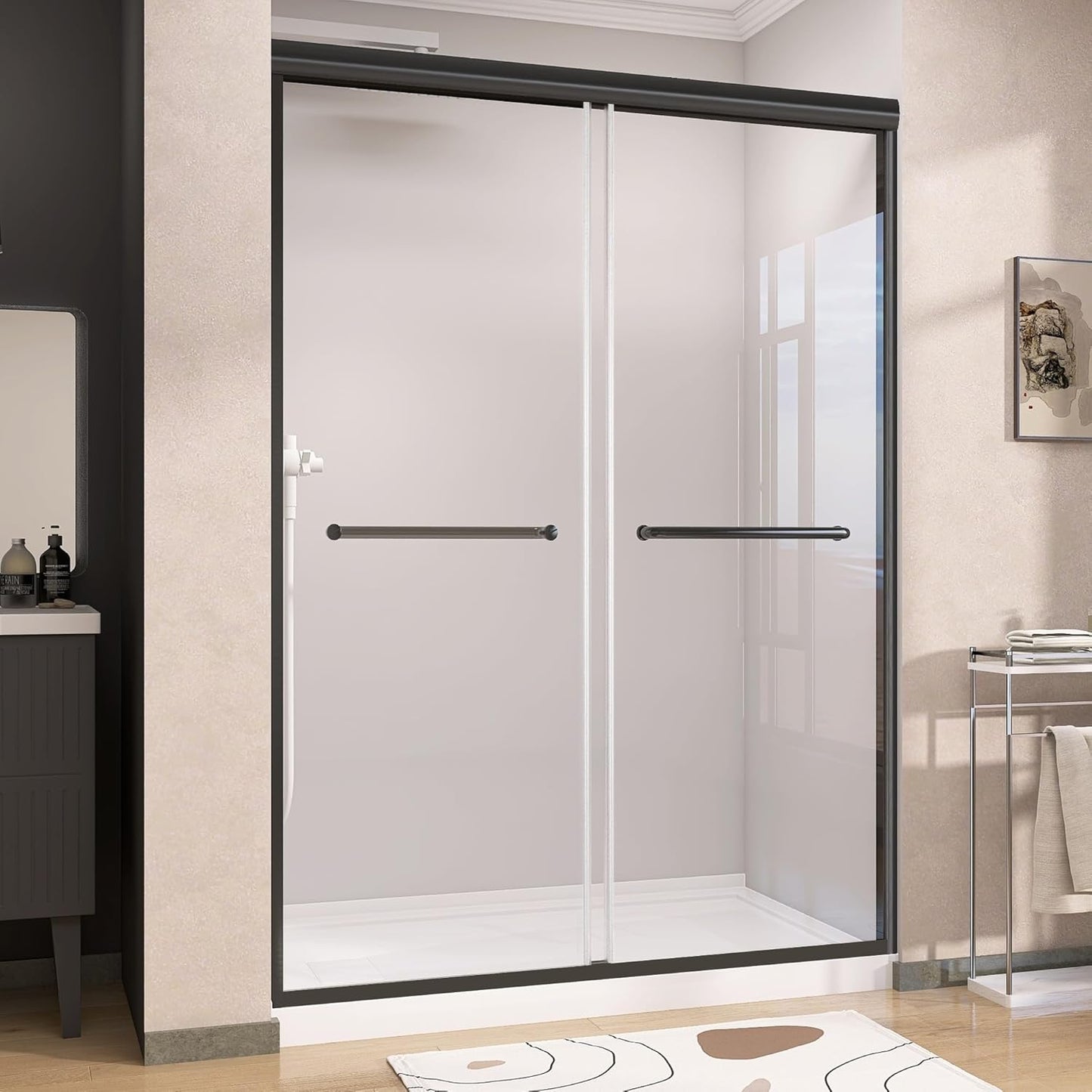 GETPRO 50-54 in. Double Sliding Glass Shower Doors for Walk-in