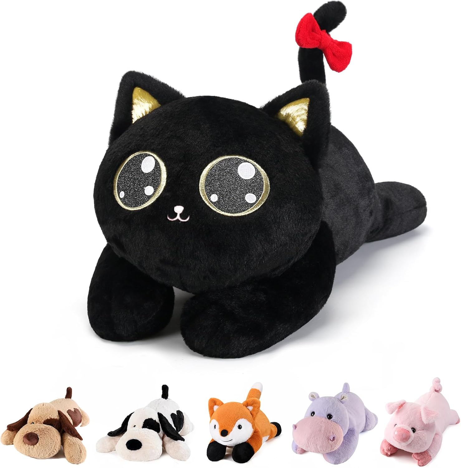 Black Cat Weighted Stuffed Animal - 28 Inch Plush Toy