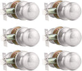 Probrico 6 Pack Round Passage Door Knob Satin Nickel - Keyless