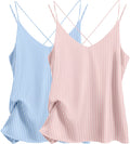 Ekouaer Womens Silk Satin Camisole Tank Tops V Neck Spaghetti Strap