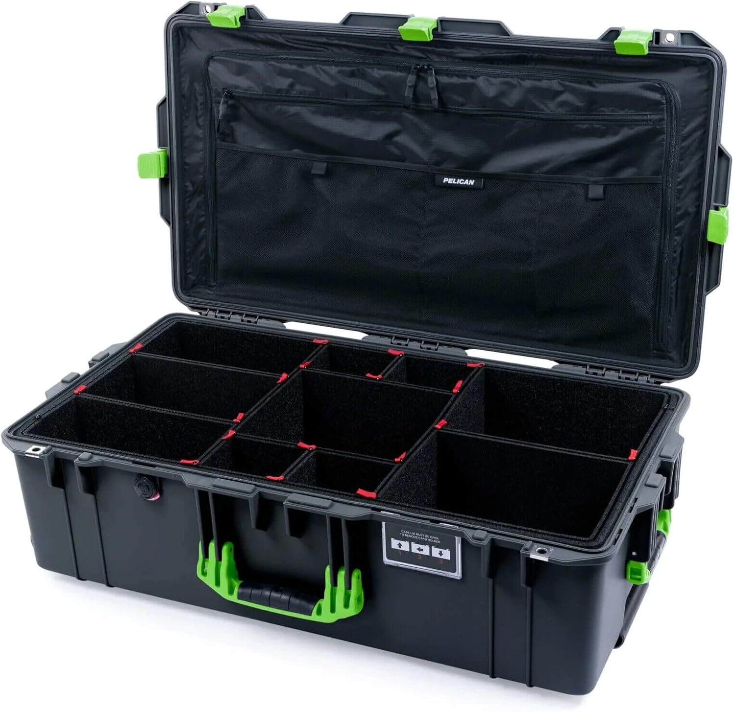 Pelican 1615 Air Case with Trekpak Dividers and Lime Green Handles