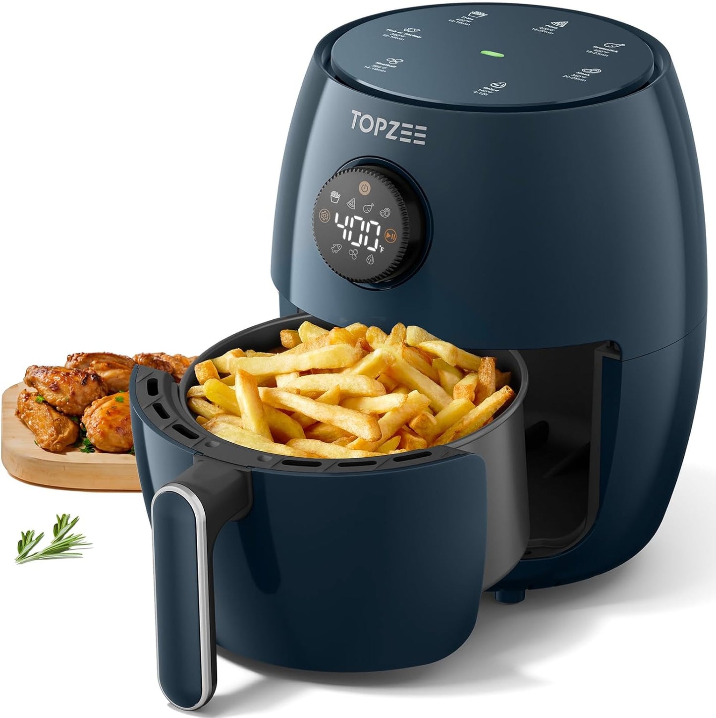 Topzee Mini Air Fryer: 98% Less Oil, 4-in-1 Cooking, Compact & Quiet