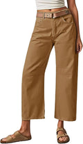 Flamingals Womens Mid Waist Crop Straight Leg Jeans - Flattering slims