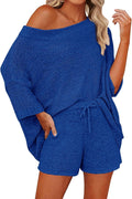 Mafulus Womens Off Shoulder Knit Top and Shorts Set - Cozy Lounge