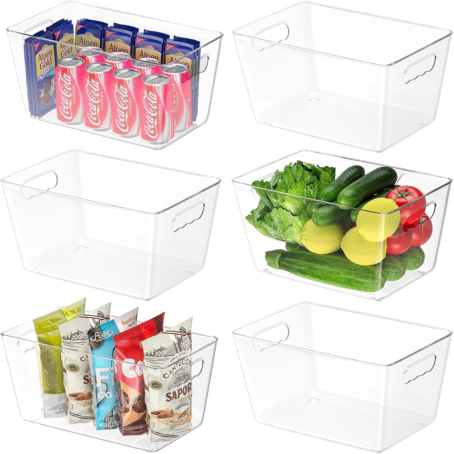 BALEINE Clear Plastic Storage Bins for Kitchen Organization