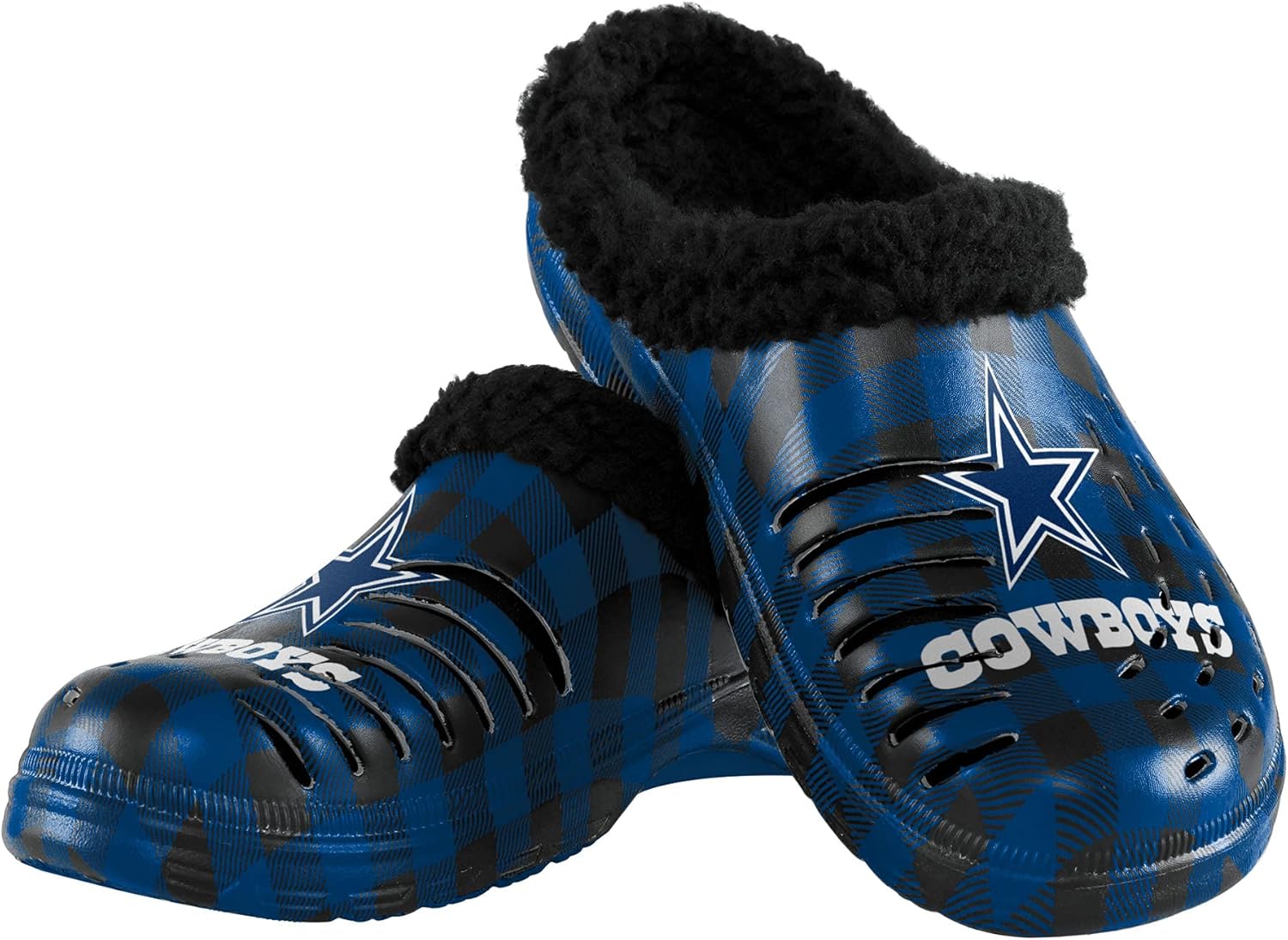 FOCO Men's NFL Team Logo Sherpa Lined Buffalo Check Shoes