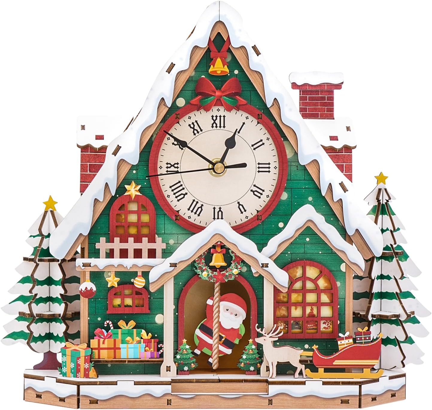 3D Puzzles for Adults Clock - Christmas Igloo Design Model Kit