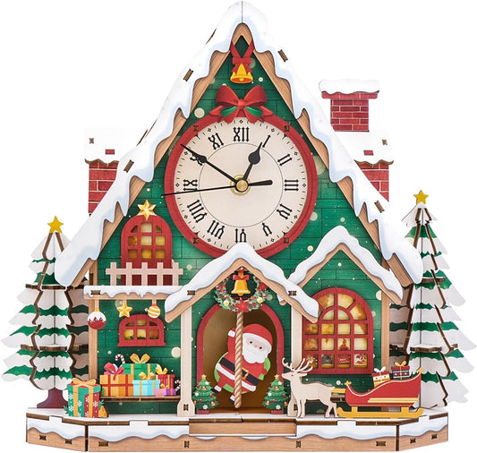 3D Puzzles for Adults Clock - Christmas Igloo Design Model Kit