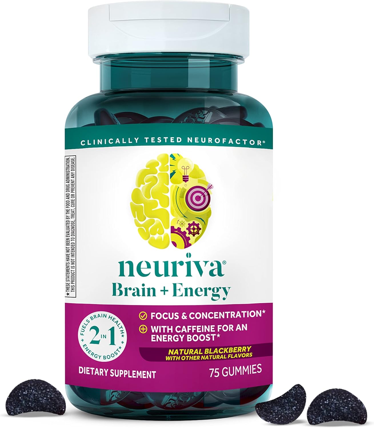 NEURIVA Brain + Energy Gummies for Focus and Energy Boost