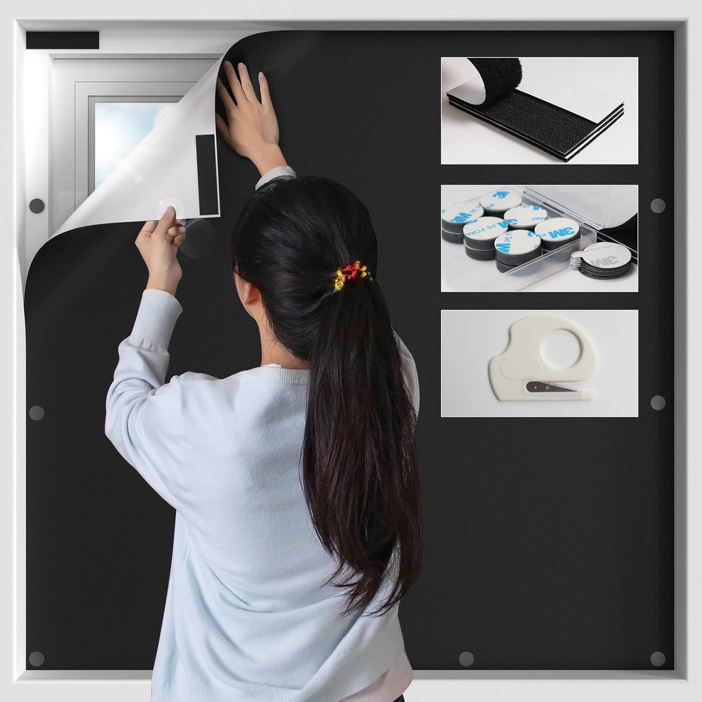 100% Blackout Window Cover No Drill Magnetic Room Darkening Shades