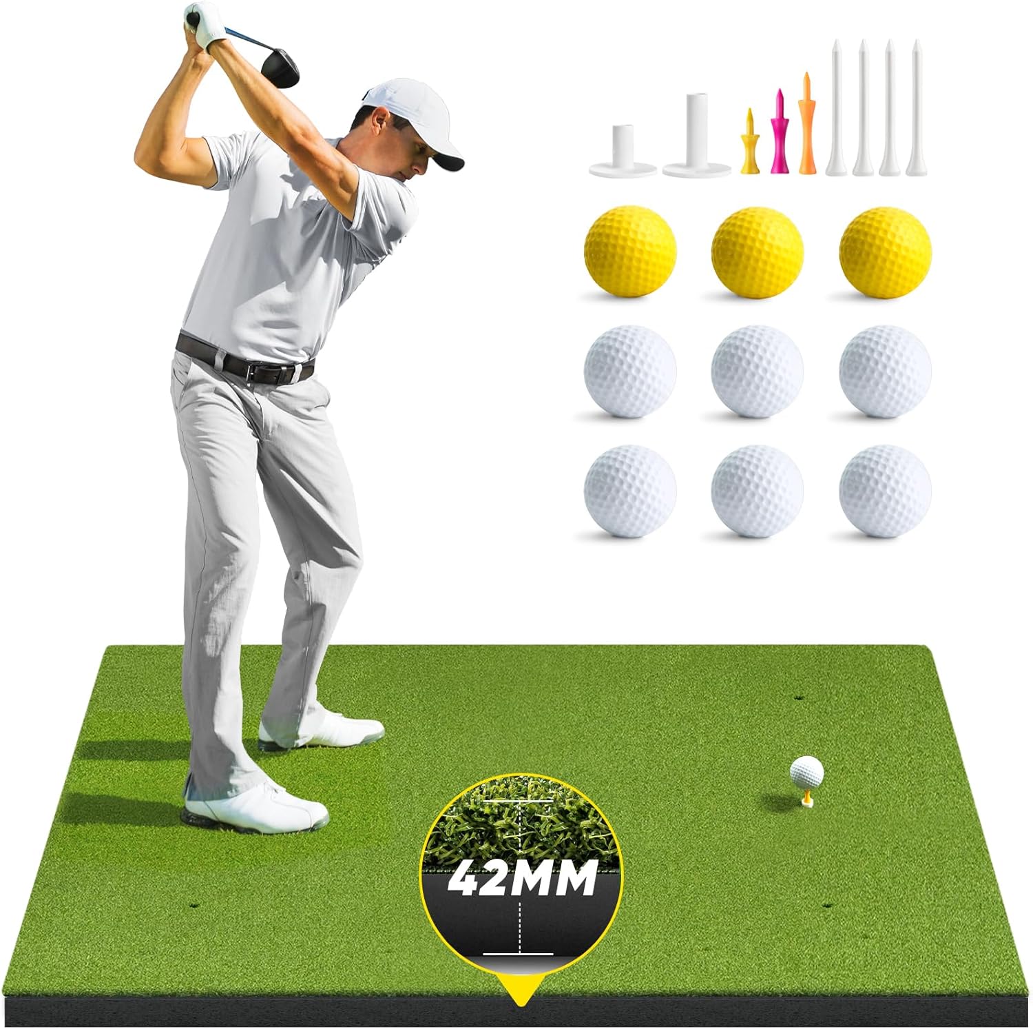 Ultimate Golf Mat Set with 9 Balls & Tees