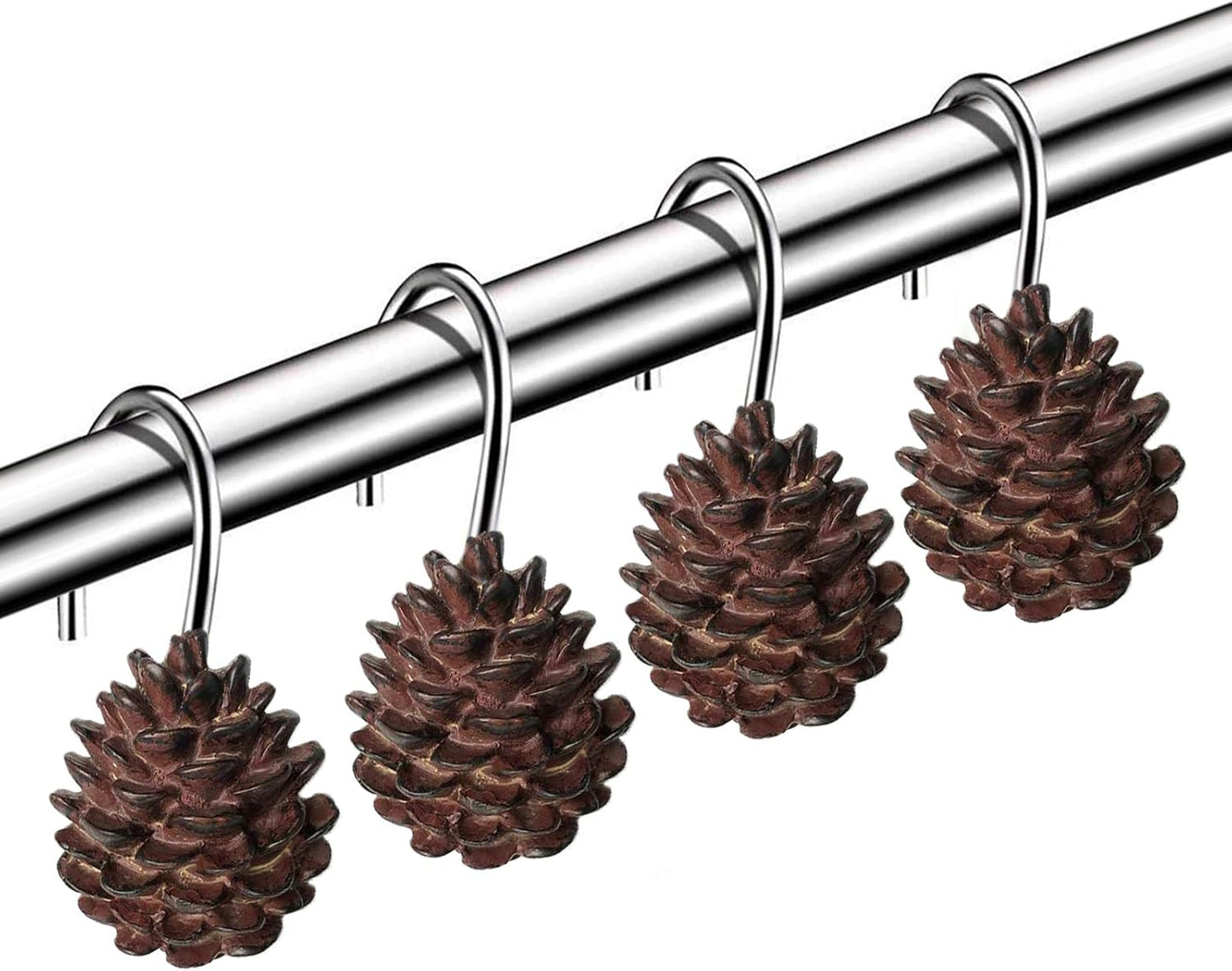 Rust-Resistant Pinecone Shower Hooks - 12PCS