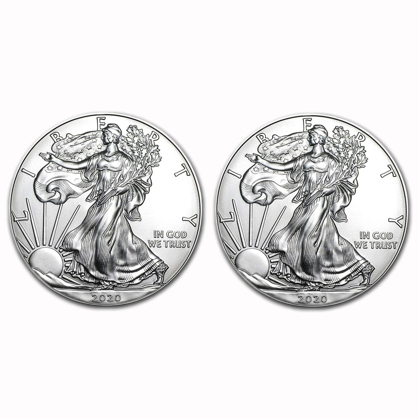 USA 2020 $1 Silver Eagle Coin Set of 2 - Brilliant Uncirculated