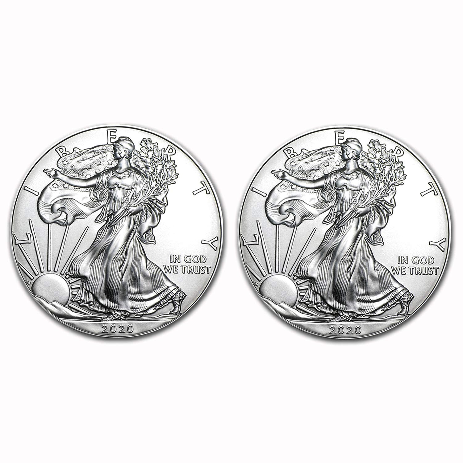 USA 2020 $1 Silver Eagle Coin Set of 2 - Brilliant Uncirculated