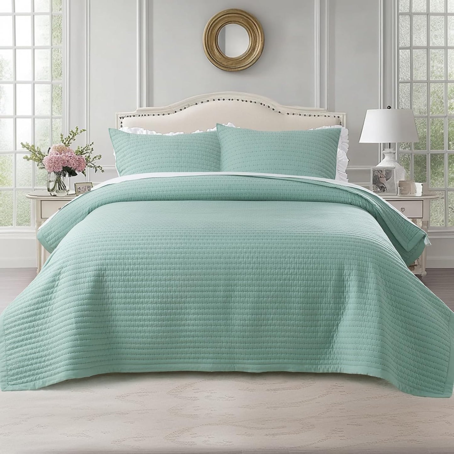 KASENTEX Queen XL Quilt Set - Soft Washed Lightweight Bedspread