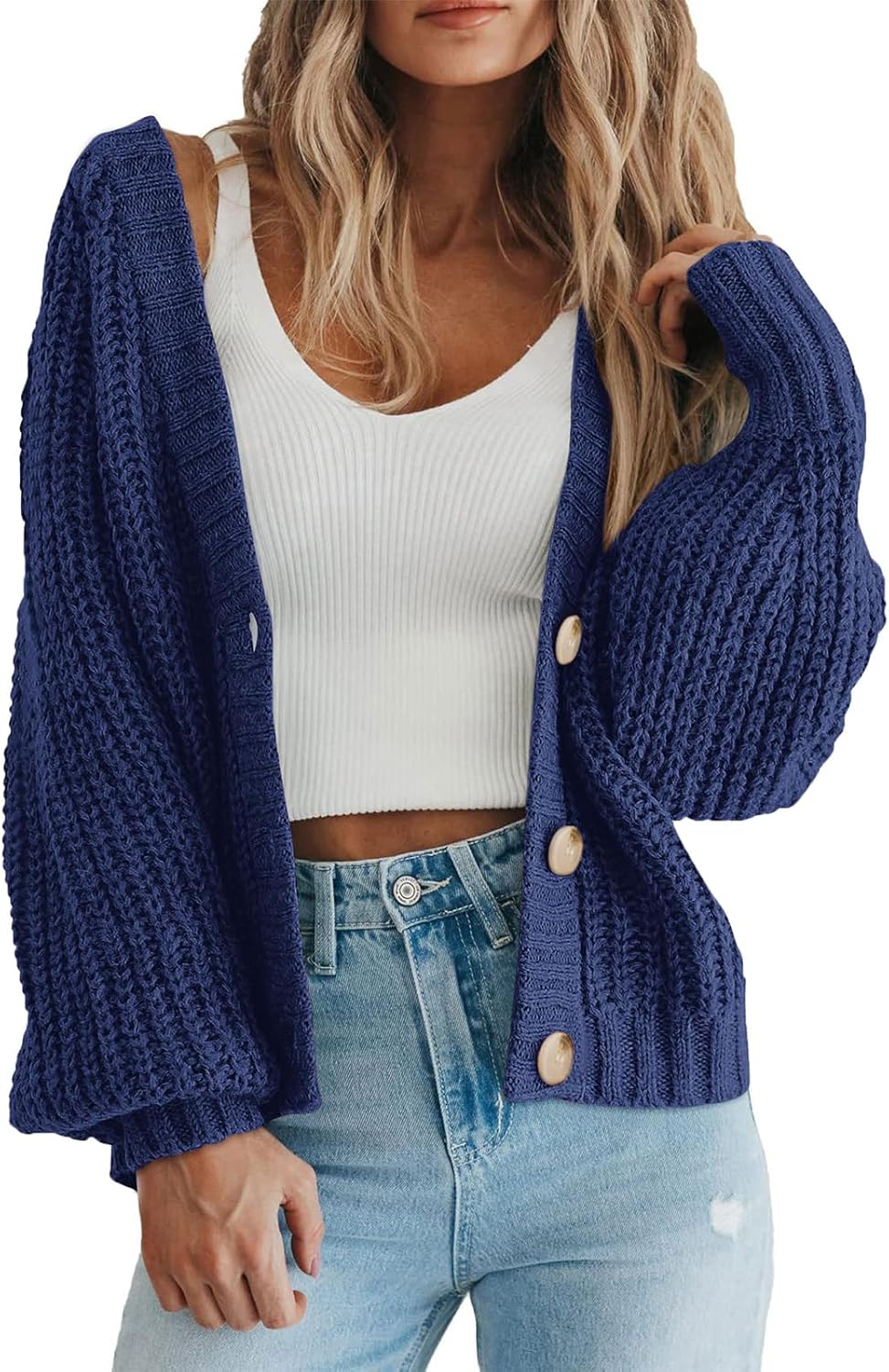 Chunky Knit Open Front Cardigan for Women - Cozy and Stylish