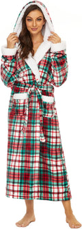 iniber Plush Robes for Women - Soft Fleece Hooded Bathrobe