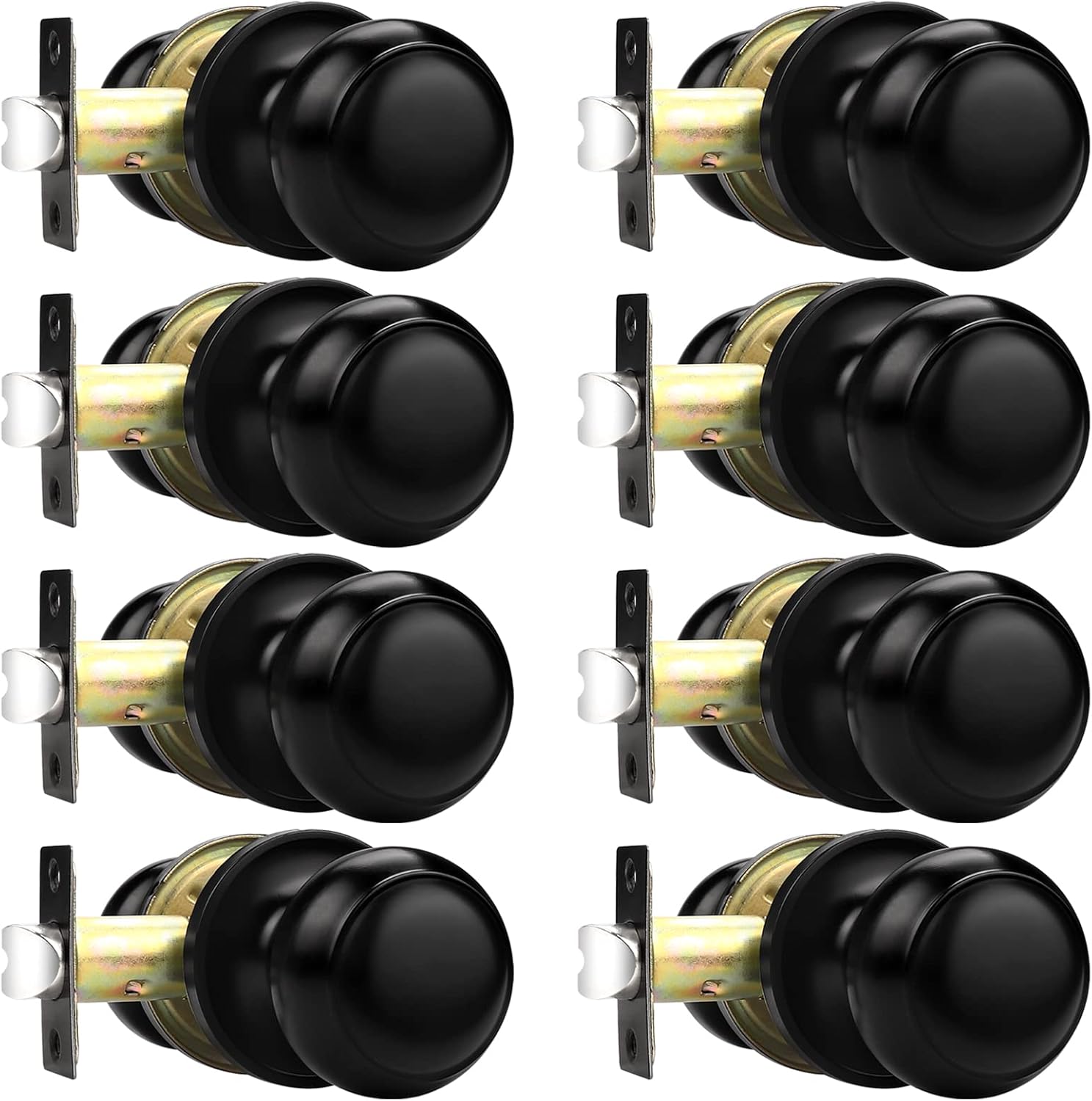 Probrico Closet Door Knobs 8 Pack with Modern Matte Black Finish