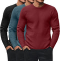 Men's Waffle Thermal Crew Neck 3-Pack - Lightweight Long Sleeve