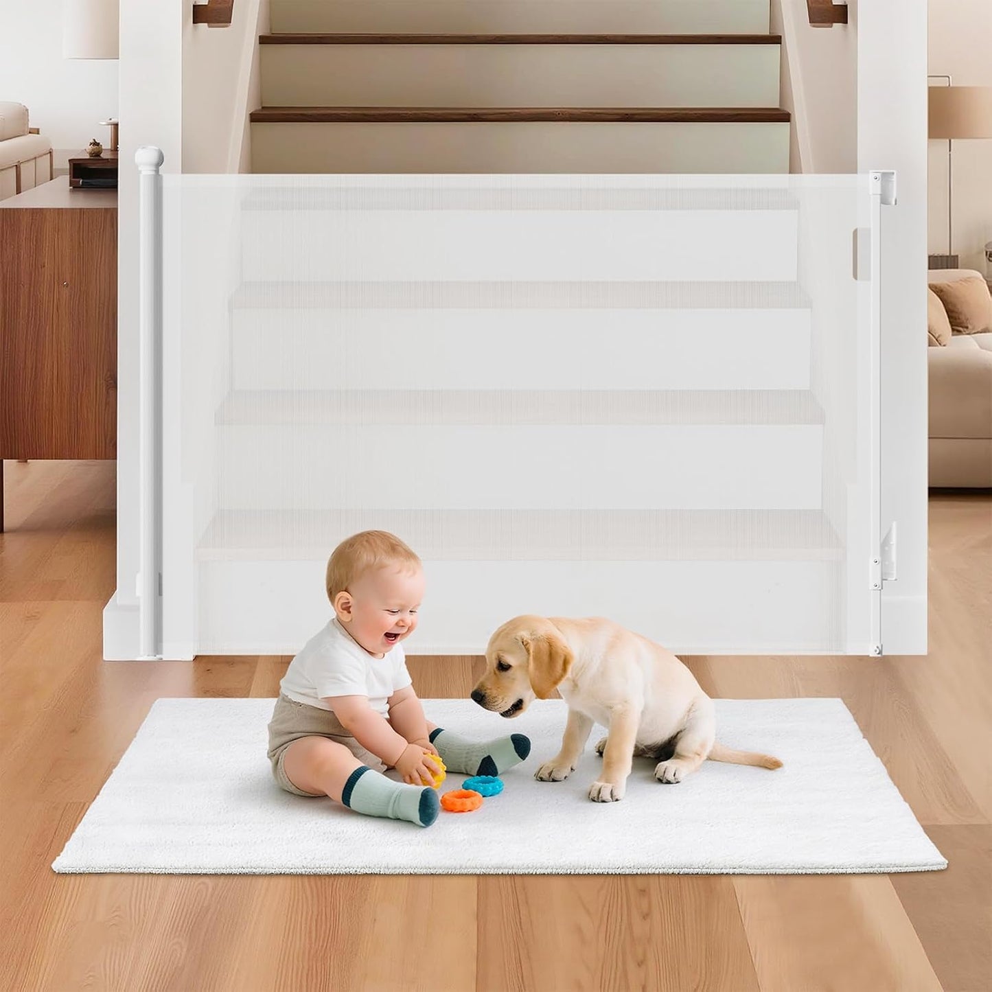 Retractable Baby Gate for Stairs: Safe & Durable Mesh Design