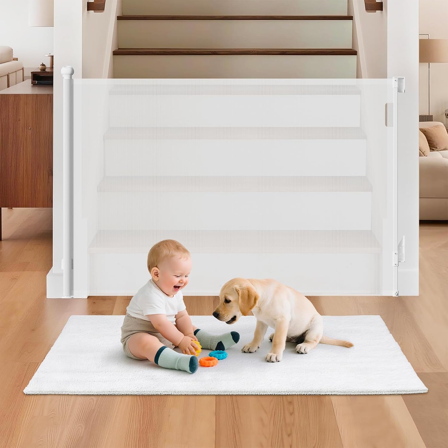 Retractable Baby Gate for Stairs: Safe & Durable Mesh Design