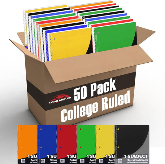 50 Pack College Ruled Notebooks by Trail maker