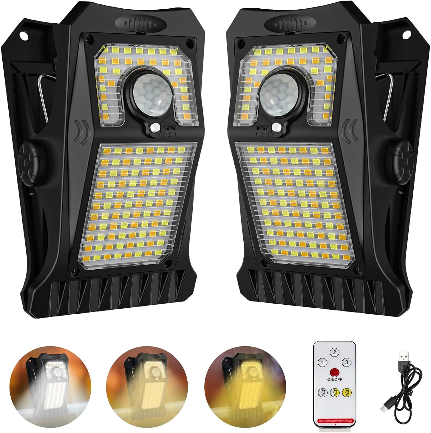 Tryme 118Leds Solar Lights Outdoor Clip Motion Sensor Security Light