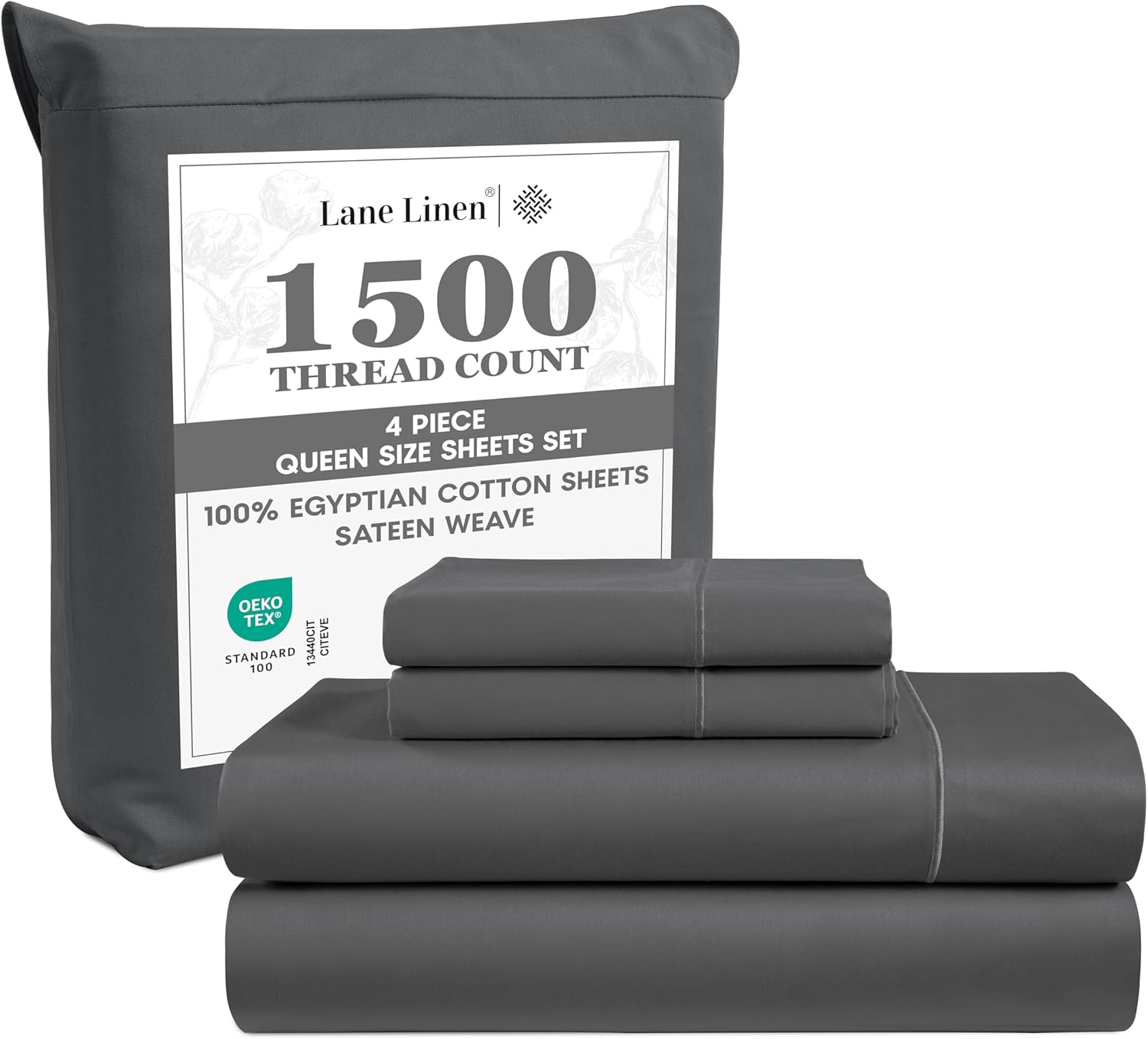Luxury 100% Egyptian Cotton Queen Sheet Set by Lane Linen