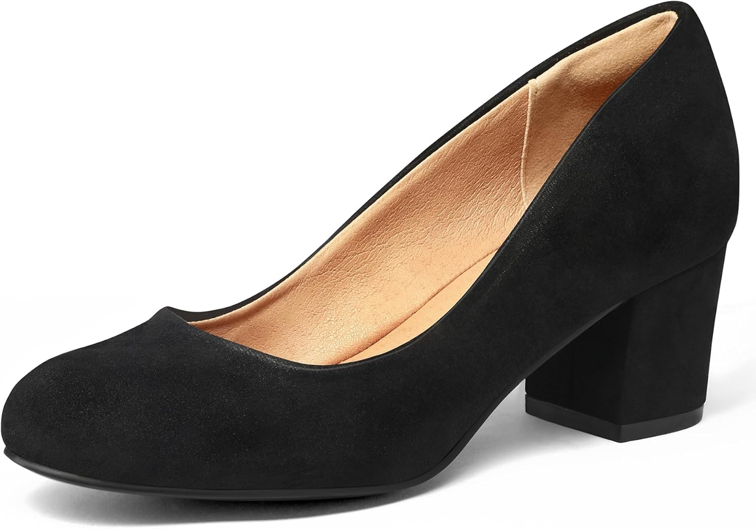 mysoft Women's Pumps Low Chunky Block Heel Round Toe Comfort