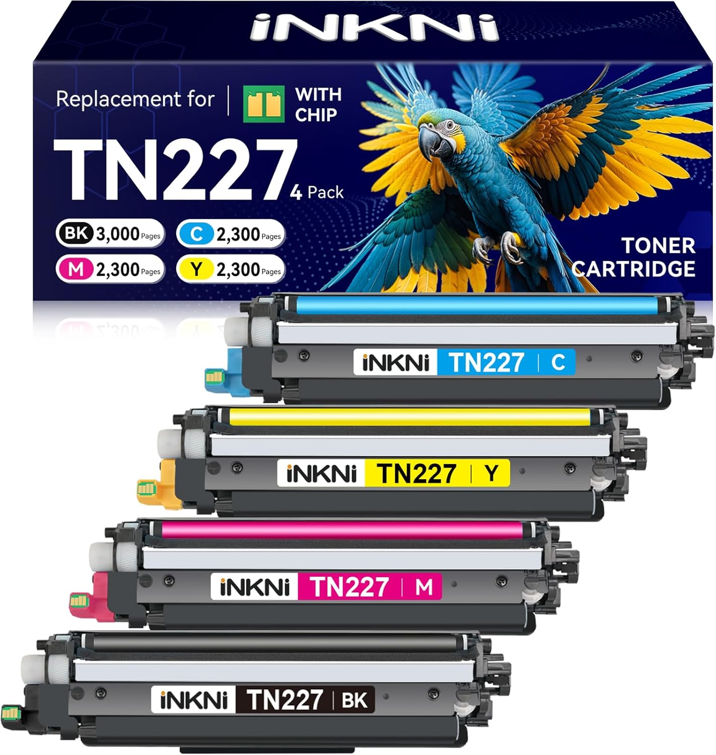 TN227 High Yield Toner Cartridge 4 Pack for Brother Printers