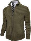 Pioneer Camp Men Cardigan Sweater Full Zip Up Stand Collar - Slim Fit