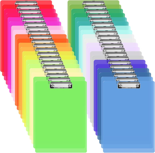 40 Pcs Plastic Clipboards in 20 Colors for Classroom Use