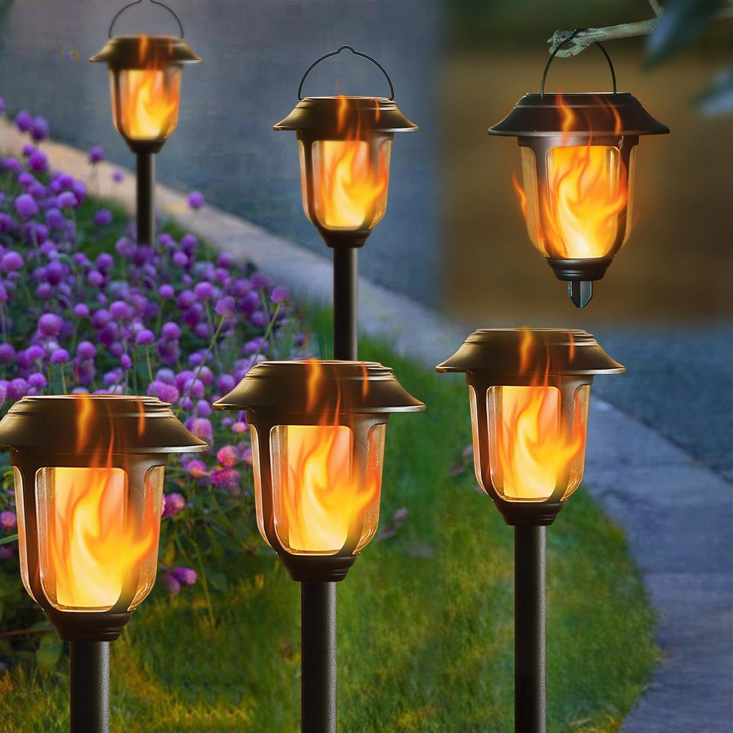 Dynaming Dual Use Solar Flame Lights for Outdoor Spaces