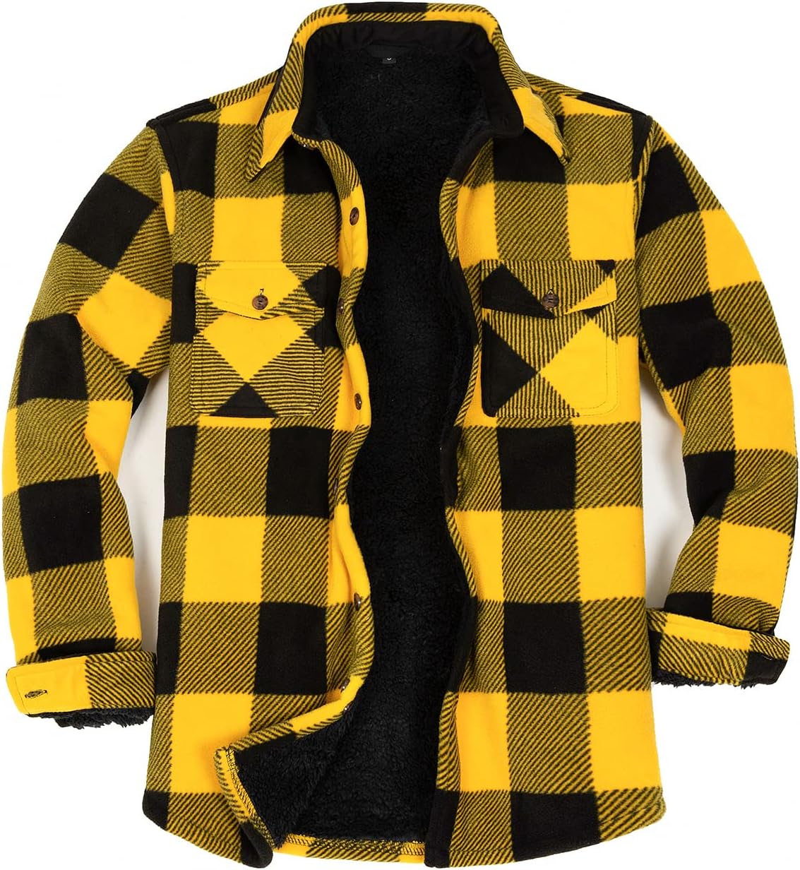 ZENTHACE Men's Warm Sherpa Lined Fleece Plaid Flannel Shirt Jacket