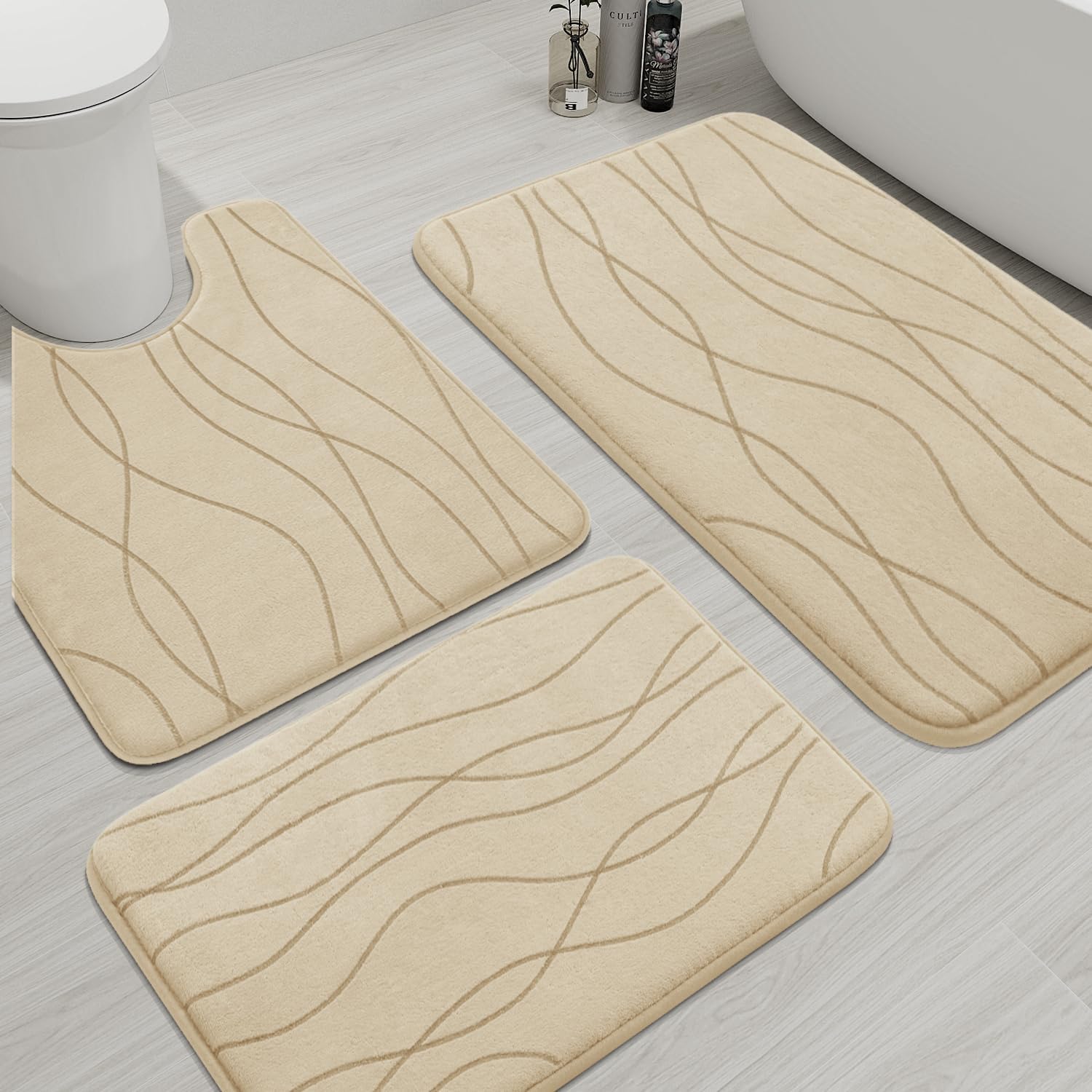 YIHOUSE Memory Foam Bathroom Rug Sets - Ultra Absorbent 3 Piece