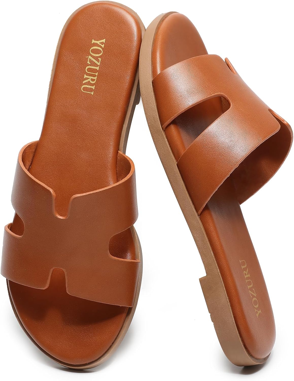 Yozuru Womens Flat Sandals Open Toe Comfortable Casual Slides