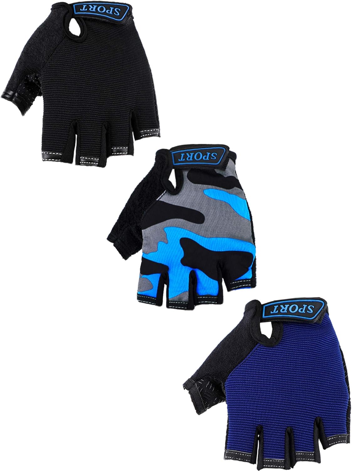 Non-Slip Gel Kids Bike Gloves Trio - Boao