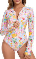 RELLECIGA Women's Long Sleeve Rash Guard One Piece Swimsuit - Sun put