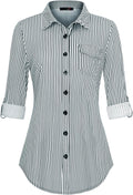 Womens Soft Knitted Button Down Shirt - Stretchy Long Sleeve Casual