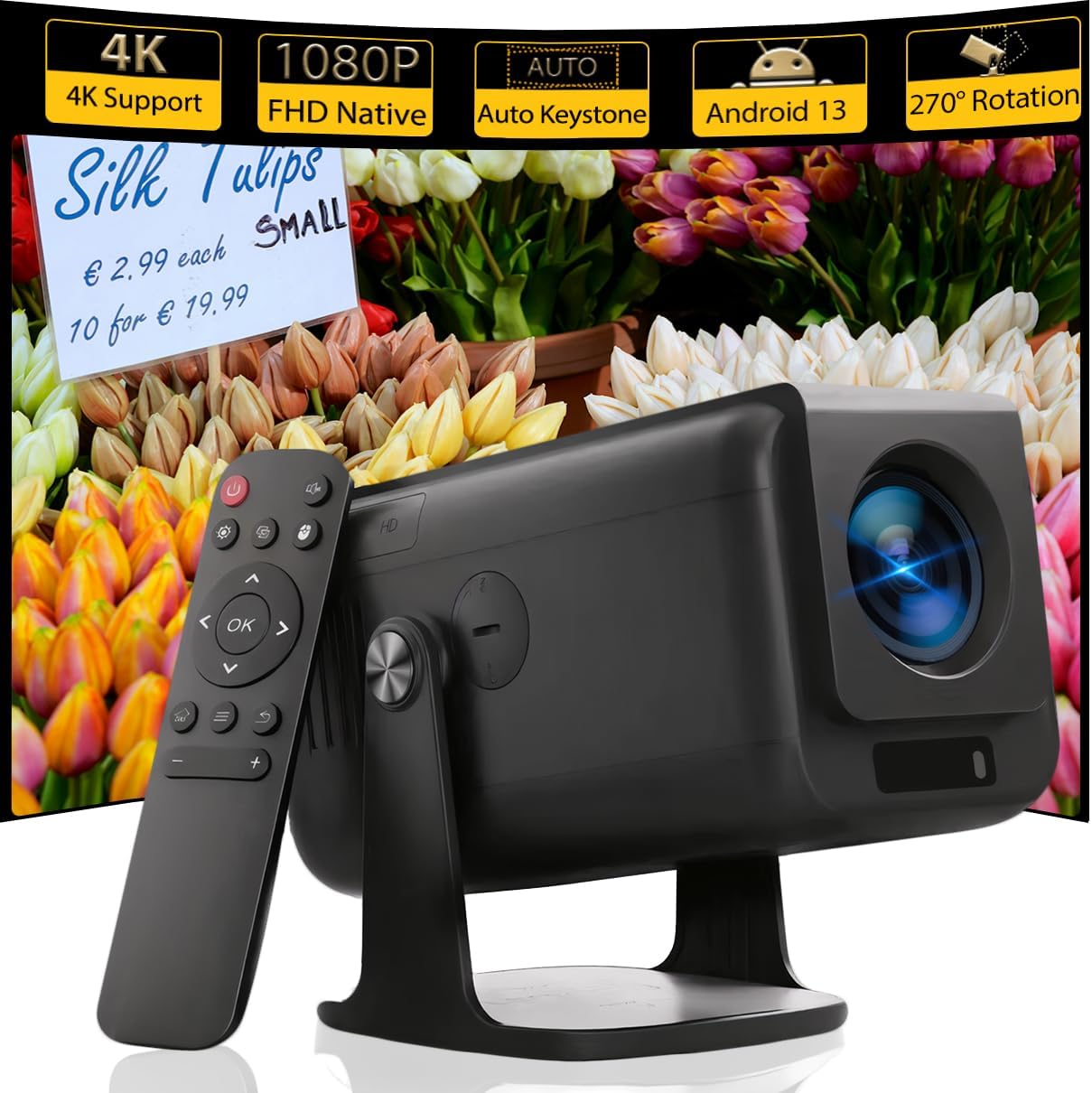 Smart Projector 2025: 4K-Ready Home Projector with WiFi 6