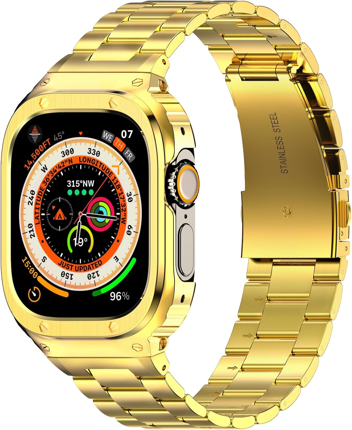 HASLFM Stainless Steel Band with Case for Apple Watch Ultra 49mm