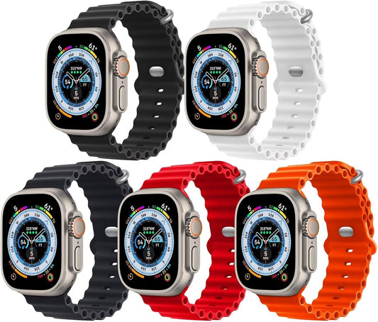 5 Pack Ocean Bands for Apple Watch Ultra 2 - Sporty Silicone Straps