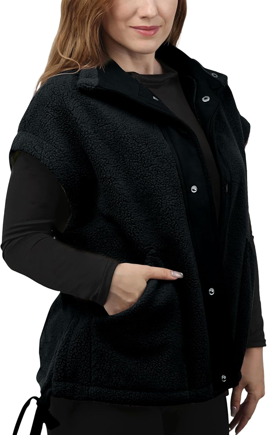 Womens Fuzzy Fleece Vest Trendy Warm Sherpa Jacket for Winter